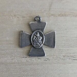 Vintage St Christopher I Am A Surfer Cross Charm